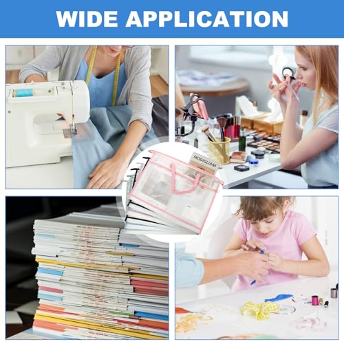 6 Pack A3 Project Bag for Quilting Craft Storage for Quilters, Clear Mesh Sewing Bag with Zipper Handles & Pockets, Tote Needlepoint Bags for Quilting Knitting Stitching Artworks Embroidery