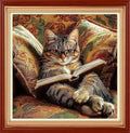 Foxhool Stamped Cross Stitch Kits,11CT Printed Cross Stitch Pattern Full Embroidery Kits for Beginner Needlepoint Kits&Cat Reading 18x18 inch - color: ColorSet13