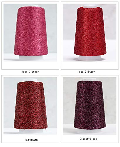 Truevalue 2 Balls Accessory Lurex Yarn, Shining Glitter Metallic Knitting-in Yarn, Sparkle Thread for Knitting and Crochet Sweater Shawl 5000 Yards (Red Glitter) - color: Red Glitter