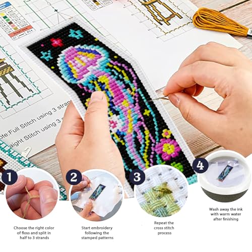 ORIGACH 6 Set Cosmic Ocean Cross Stitch Bookmark Kit for Beginner - style: Cosmic Ocean