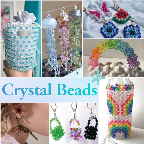 Paxcoo 700 Pcs Crystal Acrylic Beads Faceted Bicone Gem Beads for Jewelry Making (8 MM) - size: 8 MM