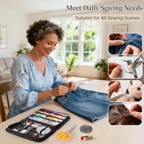 Coquimbo Sewing Kit Travel for Adults Beginner, 160 Pieces Sewing Supplies - color: Black, size: XL