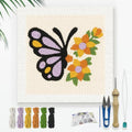 Doodlream Butterflies and Flowers DIY Punch Needle Embroidery Kit for Adult Beginner, 9.4" Punch Stitching Craft Set for Starter with Frame, Fabric Pattern, Threader, Yarn, Pinch Needle - color: Butterflies and Flowers