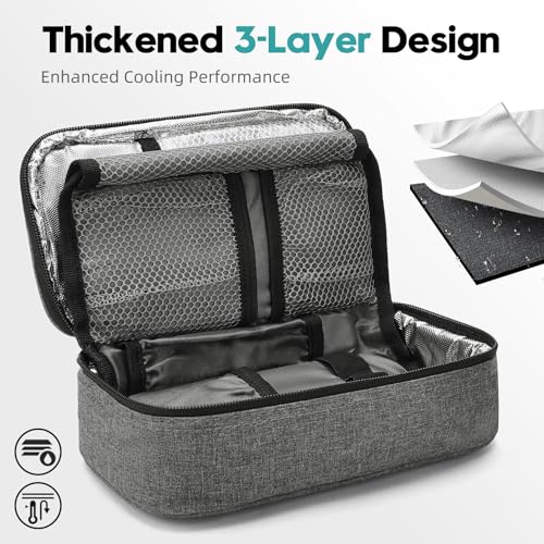 ALLCAMP Insulin Travel Cooler Case, Large Capacity, 4 Ice Packs, Gray - color: Gray