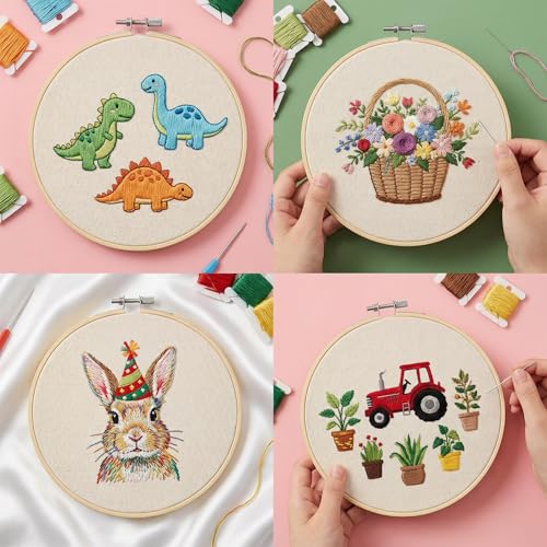 12 Pcs Embroidery Cloth Fabric 9.8 × 9.8 Inch Squares Pre-Cut