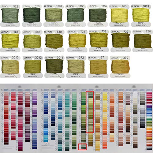 Premium Rainbow Color Embroidery Floss bobbins - Cross Stitch Threads - Friendship Bracelets Floss - Crafts Floss - 20 Bobbins Per Pack Embroidery Floss, Light Moss Green,Gradient - color: 522-370