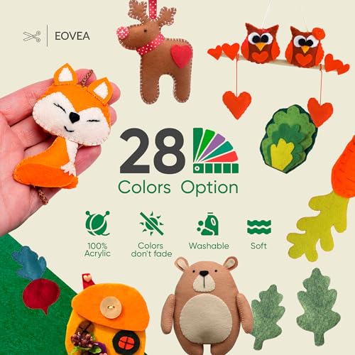 EOVEA - Acrylic Felt Fabric by The Yard - Soft and Durable 72" Wide & 1.6mm Thick Felt Sheets for DIY Crafts, Sewing, Upholstery, Cushion, Padding, Costumes(Hunter Green, 1 Yard) - color: Hunter Green, size: 1 Yard