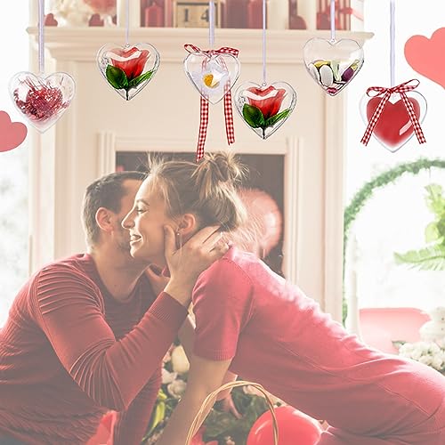 Jishi Clear Plastic Heart Ornaments 10-Pack Christmas Ornament Fillable Balls for DIY Crafts, Christmas Tree Decorations, Wedding Party, Xmas Holiday Home Decor, Open Decorative Hanging Ornaments 65mm - style: 65mm Hearts