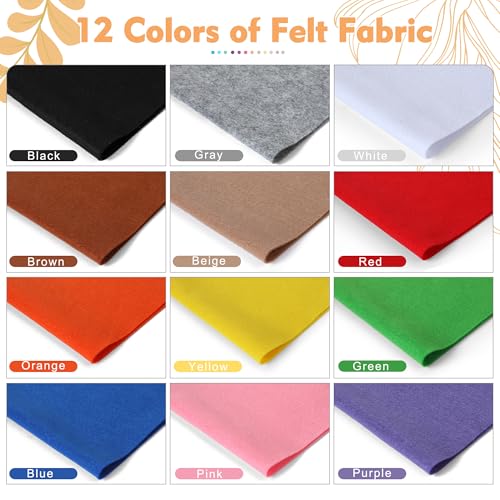 HaoFeiJH 6Pcs Felt Sheets 8"x20" (Classic Rainbow 12pcs) - color: Classic Rainbow 12pcs