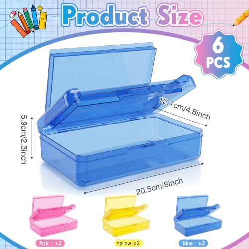 Blulu 6 Pack Double Layer Pencil Boxes Large Capacity,Blue, Rose, Yellow - color: Blue, Rose, Yellow