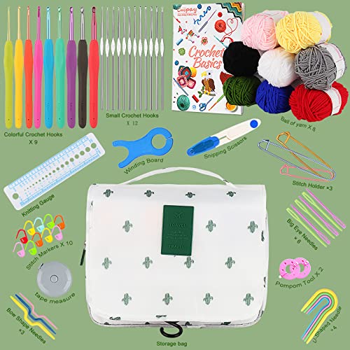 Coopay Upgraded Crochet Kit for Beginners, All-in-One Crochet Kits (63Pcs) - color: Cactus - Hanging Bag