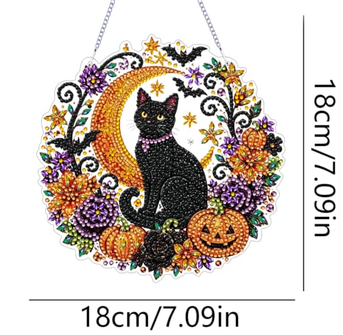 ARPADAMO Black Cat Diamond Art Kits for Adults, Acrylic Hanging Suncatcher - color: DP05092