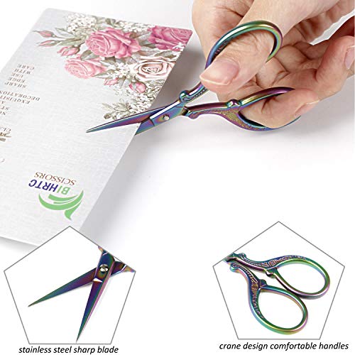 BIHRTC Small Craft 3.6inch Rainbow Scissor with Leather Cover Stainless - color: Rainbow