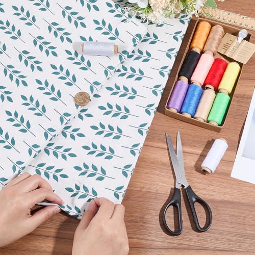 1.75 Yards Floral Patterned Fabrics Rectangle Leaves Printed Light Colored Cloth Green Leaf Print Quilting Square Polycotton Fabric for Sewing Making Tablecloth Upholstery DIY Craft Supply - size: 1600MM, style: Leaf