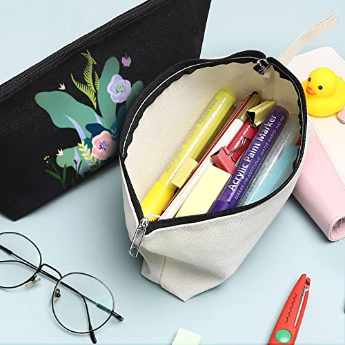10 Pieces Cotton Canvas Makeup Bag with Bottom, Multi Purpose Cosmetic Bag with Zipper MN-WB07 Wb07 - color: White, size: S