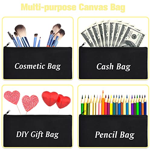 ZeeDix Small Canvas Zipper Pouch for Makeup Pencil Travel Storage 8.3x5 In - color: Black, style: 8 Pcs