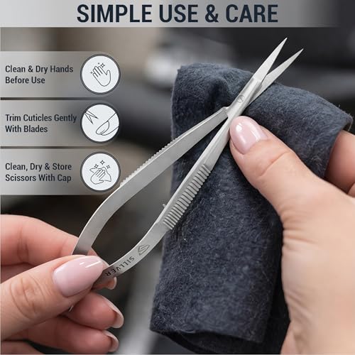 SILLVER Cuticle Nail Scissors Extra Fine Straight Eyebrow Scissors - size: Slim 3.5-0.5mm Blade Width