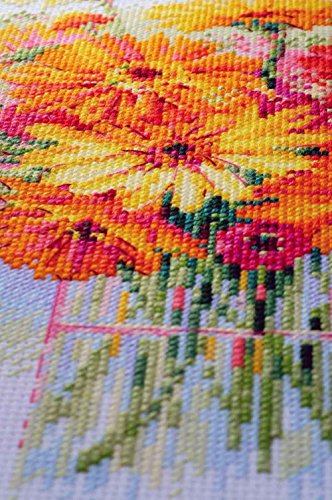 RIOLIS 1485 Watercolor Gerberas Counted Cross Stitch Kit 11.75 x 11.75 in - style: Watercolor Gerberas 1485