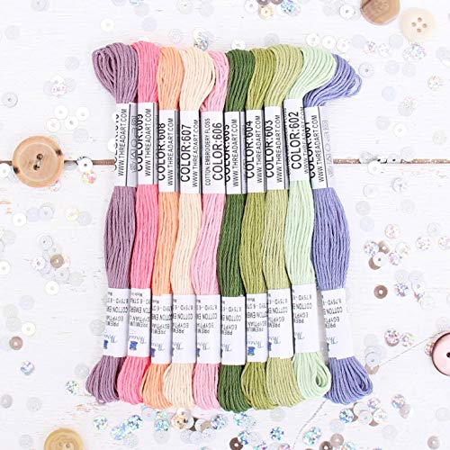 ThreadArt Embroidery Floss Kit in Spring Flower Colors - Six Strand Set - color: SPRING FLOWER COLORS