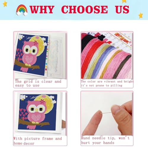 Lzyueyuan Owl Stamped Cross Stitch Kits for Beginners, Cross Stitch for Adults with Framed,Crafts for Girls 8-12 Embroidery Kit,11CT Cross-Stitch Arts and Crafts for Adults 8.7inX8.7in - color: Cross Stitch-1222-7