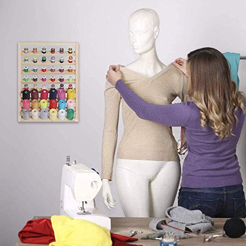 48-Spool Sewing Thread Rack, Wall-Mounted Wooden Organizer for Quilting