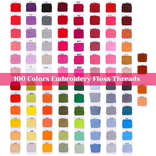 selizo Professional Embroidery & Craft Floss Kit, 100 Colors Thread with Organizer Box, Tools & Beads for Cross Stitch, Friendship Bracelets and DIY Art Projects