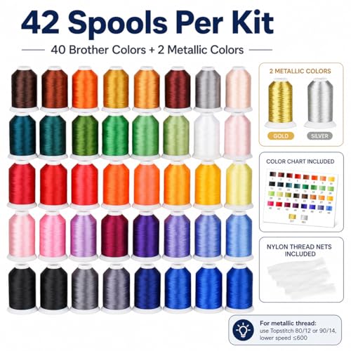 Simthread 42 Colors 550Yds 40WT Polyester Embroidery Thread Set - color: 42 Colors