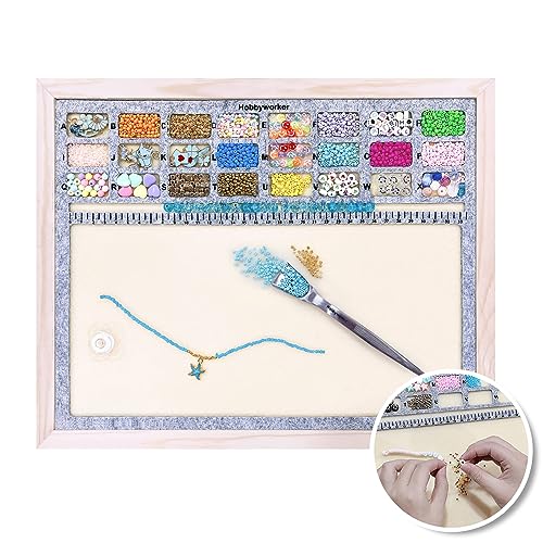 hobbyworker Beading Mat,Bead Board with Wooden Tray for Seed Beads