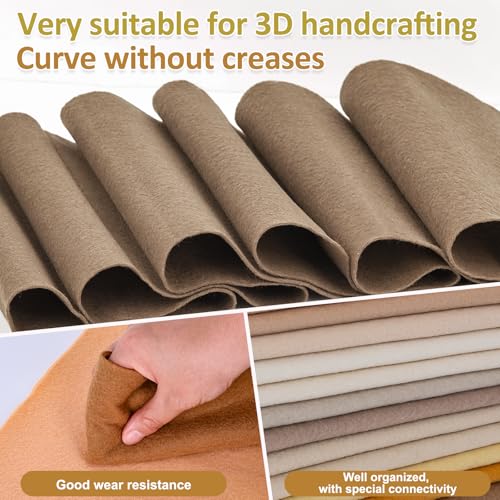XSEINO 13 Rolls 8"x35" 1.4mm Thick Soft Felt Fabric Sheet 13 Assorted Light Brown Series Colors Felt Pack for DIY Craft Sewing Squares Nonwoven Patchwork - color: Light Brown Hues