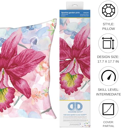 DIAMOND DOTZ Sparkle Garden Pink Pillow Diamond Art Painting for Adults - color: Sparkle Garden Pink