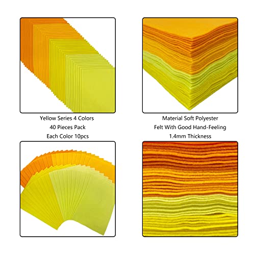 Jtnohx Soft Felt Sheets Felt Fabric for Crafts 4 Colors 40Pcs Yellow Series - color: Yellow Series