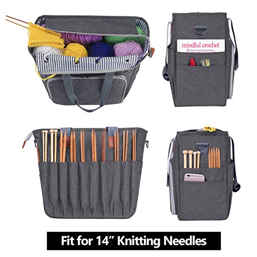 LUXJA Large Knitting Bag with Shoulder Straps, Gray - color: Gray, size: Large