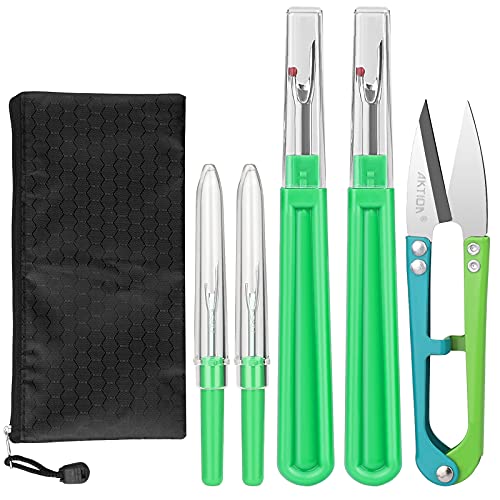 CampTek Seam Ripper and Thread Remover Kit,2 Big and 2 Small Sewing Stitch Cutter,1 Unpicker and 1 Sewing Trimming Scissor Nipper Tool for Thread Remove(Green) - color: Green