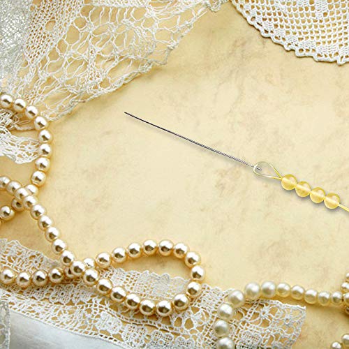 12pcs Seed Beads Needles Beading Embroidery Needles Big Eye Collapsible Beading Needles with Bottle for Jewelry Making