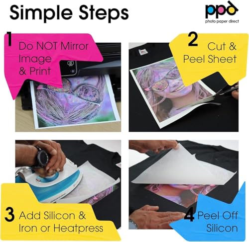 PPD 10 Sheets 8.5x11" Iron-on Heat Transfer Paper Dark Fabrics Inkjet - size: 8.5 x 11, style: Dark (10 Sheets)