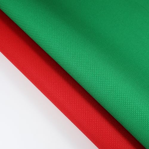KCS 2 pc of 15" x 18" Counted Cross Stitch Cotton Aida Cloth Needlework Fabric (Red+Green, 14CT) - color: Red+green, size: 14CT