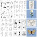 Water Soluble Embroidery Patterns Stabilizers - Rngmsi 4 Pcs Mystic Boho Stick and Stitch Embroidery Paper Wash Away, Flower Moon Cat Designs Transfer Patterns Stabilizers for Hand Sewing - color: Mystic Boho Flower