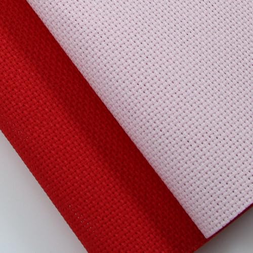 KCS 2 pc of 15" x 18"(38cmx45cm) Counted Cross Stitch Cotton Aida Cloth Needlework Fabric Box (Pink+Red, 18CT) - color: Pink+red, size: 18CT