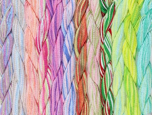 KCS 328 Yards Mercerized Pearl Cotton Crochet Needlepoint Thread,Size 5,12 skeins,Color Variegated - color: 12 Color variegated 01, size: 12 skeins