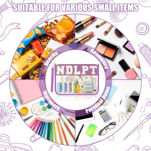 BuyCard Needlepoint Project Bag, NDLPT Clear Zipper Pouch Sewing Gifts Bag - color: Purple