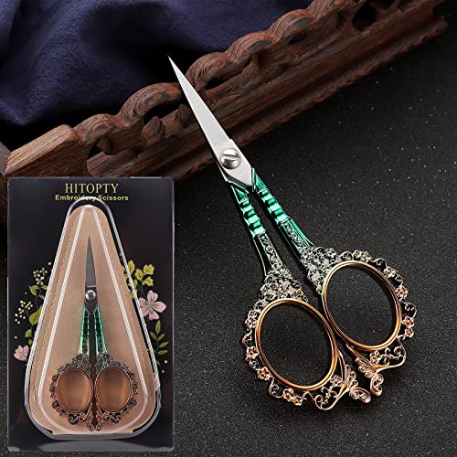 Small Sewing Scissors, Sharp Embroidery Shears - color: Gold Green