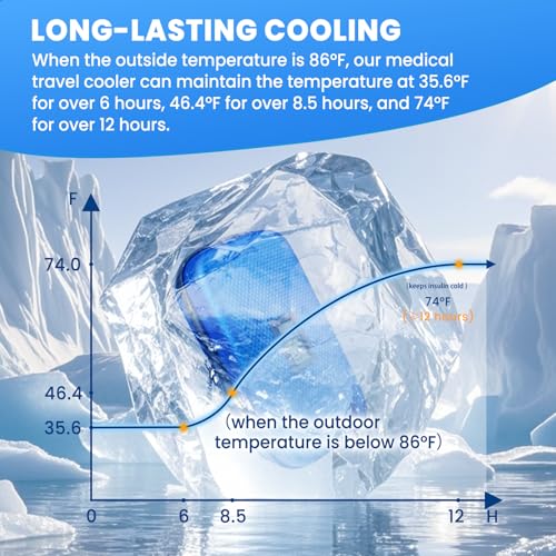 Insulin Cooler Travel Case with Temperature Display - Diabetic Travel Case Refrigerated Medicine Cooler Storage Bag with 2 TSA Approved Ice Pack for Daily and Trip (Blue) - color: Blue - Bag