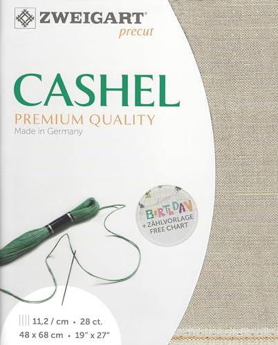 Wizardi Cashel 28 Count Raw Linen 3281/53. Needlework Canvas, Cross-Stitch Fabric, Embroidery Cloth, Needlepoint Canvas. 100% Linen. Precut Zweigart - color: Raw Linen