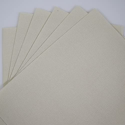 KCS 6 pc of 12" x 18" 14CT Counted Cotton Aida Cloth Cross Stitch Fabric (Cream) - color: Cream