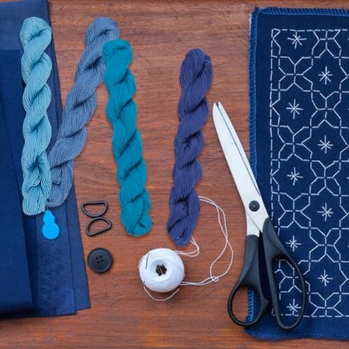 FREEBLOSS 4 Pcs Sashiko Thread Sashiko Skein 100M * 4 Colors Pure Cotton Embroidery Thread Japanese Sewing Threads Quilting & Embroidery Kit Supplies, Blue - color: Clear Blue Theme