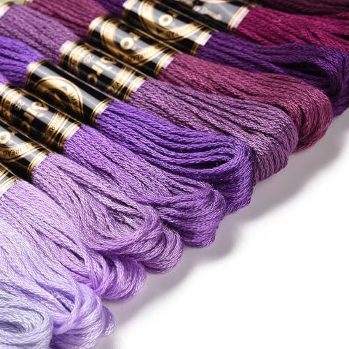 12 Skeins Purple Cross Stitch Threads 0.5mm Embroidery Floss 6 Ply Polyester Friendship Bracelets Floss Crafts Floss 12 Color 8.75 Yards(8m)/Skein - color: 12 Skeins, Purple
