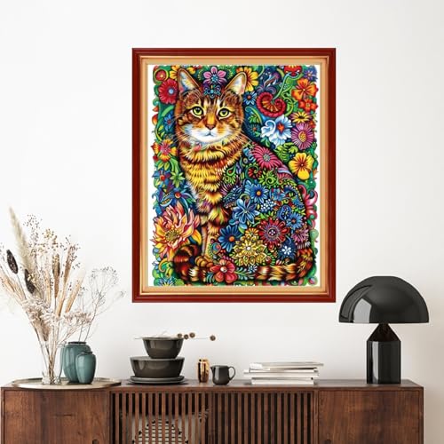 Artvxeay Stamped Cross Stitch Kits - Embroidery Kits for Beginners Cross Stitch Kits for Adults 11 CT Printed Patterns Needlepoint Kits- (Colorful Flower Cat 16x20 inch) - color: Colorful Flower Cat 16x20 inch