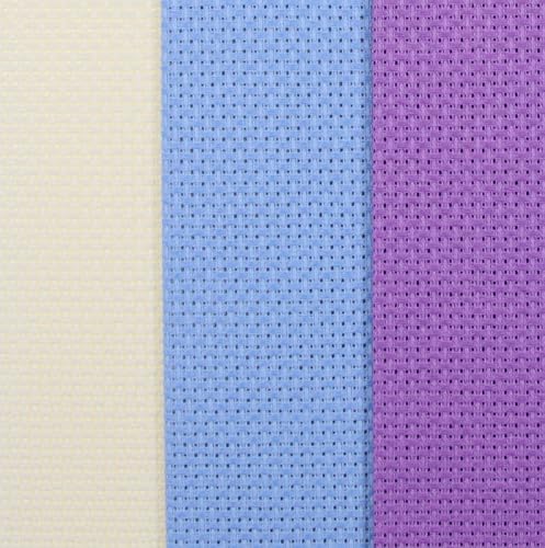 KCS 3 pc of 12" x 18" 14CT Counted Cotton Aida Cloth Cross Stitch Fabric (Cream+Light Blue+Lavender) - color: Cream+light Blue+lavender