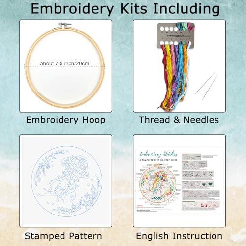 Louise Maelys Jellyfish Embroidery Kit for Beginners Adults - color: Jellyfish
