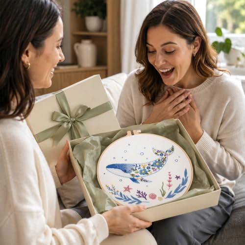 Louise Maelys Embroidery Kit for Beginners, Whale Ocean Needlepoint Kit - color: Whale